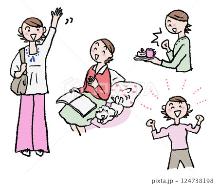 若い女性の暮らし、大喜び 124738198