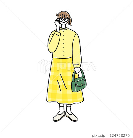 可愛いナチュラルコーデの女性 124738270