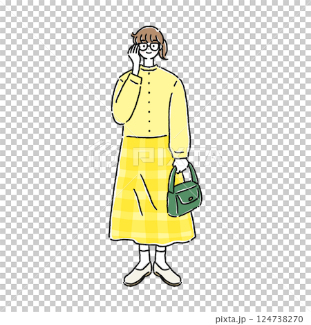 可愛いナチュラルコーデの女性 124738270