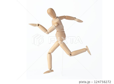 Articulated mannequin and Wooden model captures lifelike motion, perfect for artists and dynamic sketches. A Wooden dummy takes its first steps, moving like a Poseable figure. This 124738272