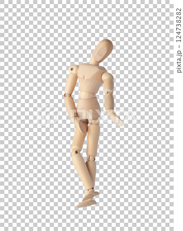 A Wooden dummy stands tall, perfectly balanced like a Poseable figure. This Articulated mannequin and Wooden model captures a stable pose, ideal for artists and creating dynamic sketches. A Wooden dummy stands tall, perfectly balanced like a Poseable figure. This Articulated mannequin and Wooden model captures a stable pose, ideal for artists and creating dynamic sketches. 124738282