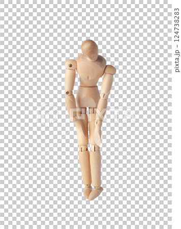 A Wooden dummy with hands down, conveying sadness. A Poseable figure and Articulated mannequin capture a moment of despair, perfect for artists and creating expressive, emotional sketches. A Wooden dummy with hands down, conveying sadness. A Poseable figure and Articulated mannequin capture a moment of despair, perfect for artists and creating expressive, emotional sketches. 124738283