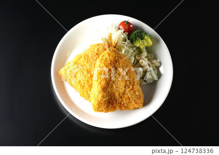 鯵のフライを黒背景で撮影 124738336