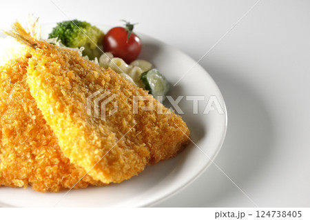 鯵のフライを白背景で撮影 鯵のフライを白背景で撮影 124738405