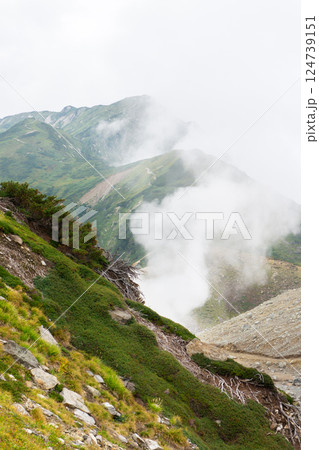 地獄谷（雷鳥荘とみくりが池温泉の中間からの景色）北アルプス剱岳登山 124739151