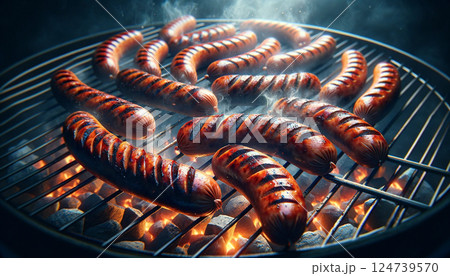 BBQバーベキューソーセージ炙り03「AI生成画像」 BBQバーベキューソーセージ炙り03「AI生成画像」 124739570