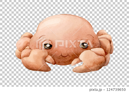 Cute Crab. Sea marine animal. Ocean inhabitant. Adorable underwater world creature. Watercolor hand painted illustration isolated on white background for kids nursery wall decor stickers baby shower 124739650