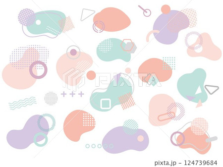緩い丸のあしらい幾何学素材セットのイラスト素材 [124739684] - PIXTA