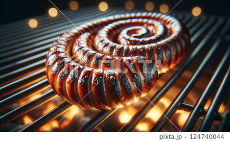 ぐるぐるソーセージの炭火焼グリルBBQ3「AI生成画像」 ぐるぐるソーセージの炭火焼グリルBBQ3「AI生成画像」 124740044