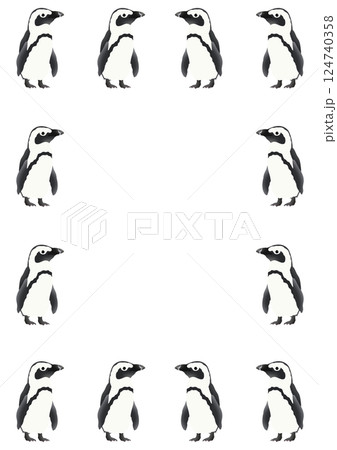 かわいいケープペンギンのフレームイラスト 124740358