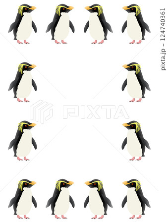 かわいいキタイワトビペンギンのフレームイラスト 124740361