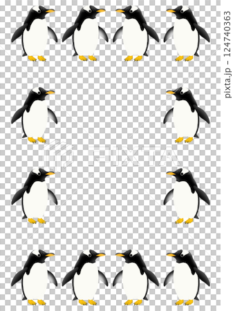 Cute Gentoo penguin frame illustration 124740363