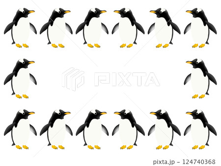かわいいジェンツーペンギンのフレームイラスト 124740368