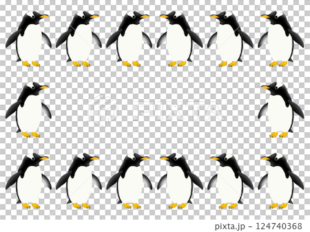 かわいいジェンツーペンギンのフレームイラスト 124740368