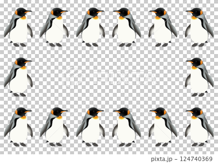 かわいいキングペンギンのフレームイラスト 124740369