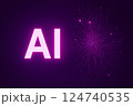 AI文字ロゴの近未来テックデザイン（人工知能・プレゼン用背景） 124740535