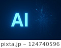AI文字ロゴの近未来テックデザイン（人工知能・プレゼン用背景） 124740596