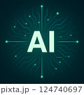 AI文字ロゴの近未来テックデザイン（人工知能・プレゼン用背景） 124740697