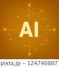 AI文字ロゴの近未来テックデザイン（人工知能・プレゼン用背景） 124740807