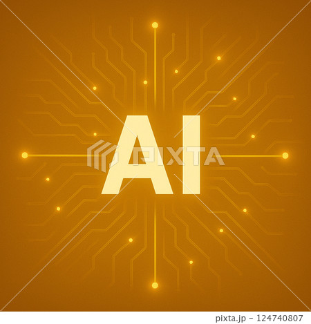 AI文字ロゴの近未来テックデザイン(人工知能・プレゼン用背景) AI文字ロゴの近未来テックデザイン(人工知能・プレゼン用背景) 124740807