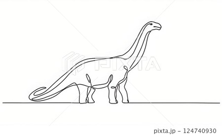 線画恐竜 124740930