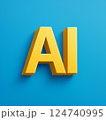 AI文字ロゴの近未来テックデザイン（人工知能・プレゼン用背景） 124740995
