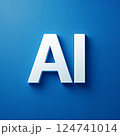 AI文字ロゴの近未来テックデザイン（人工知能・プレゼン用背景） 124741014