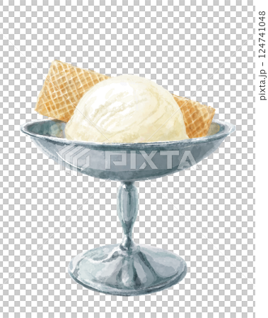 Retro coffee shop ice cream (vanilla, wafer) 124741048