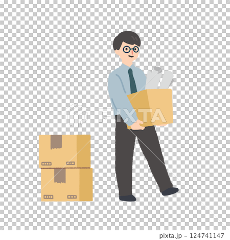 男子攜帶紙箱 124741147