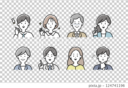 Illustration set of a happy business person 124741196