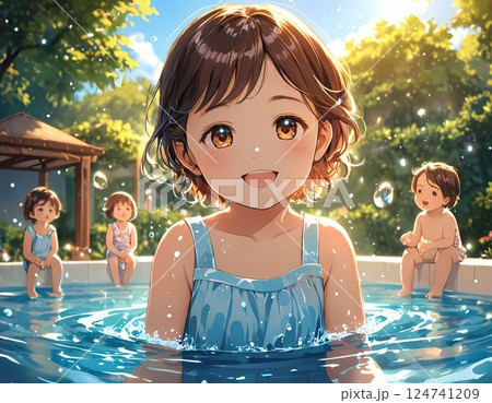 プールで遊ぶ女の子 124741209