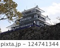 石垣の上にそびえ立つ城 124741344