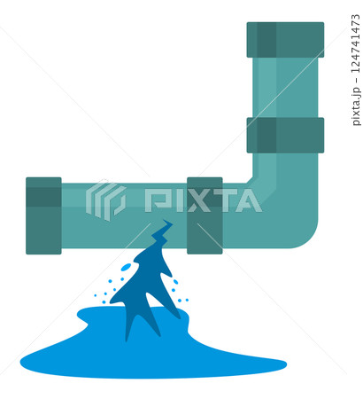 点検やメンテナンス不足で配管や水道管から漏水して水漏れするイラスト 点検やメンテナンス不足で配管や水道管から漏水して水漏れするイラスト 124741473