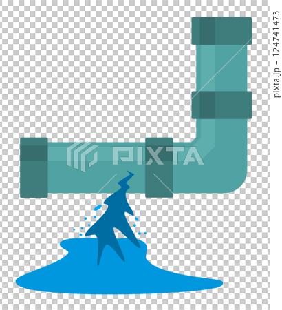 点検やメンテナンス不足で配管や水道管から漏水して水漏れするイラスト 点検やメンテナンス不足で配管や水道管から漏水して水漏れするイラスト 124741473