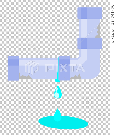 Illustration of water leaking from pipes and water pipes due to lack of inspection and maintenance 124741476