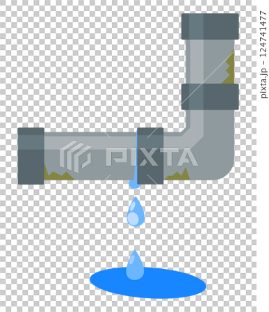 点検やメンテナンス不足で配管や水道管から漏水して水漏れするイラスト 点検やメンテナンス不足で配管や水道管から漏水して水漏れするイラスト 124741477