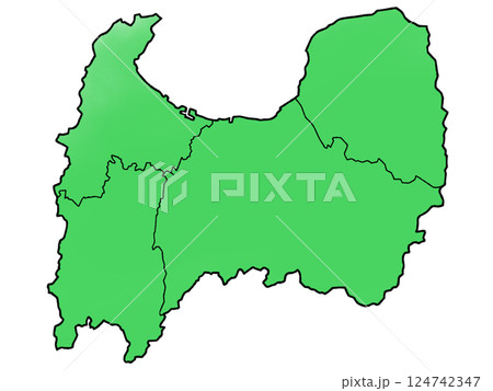 少しゆるい富山県地図 地域分け 124742347