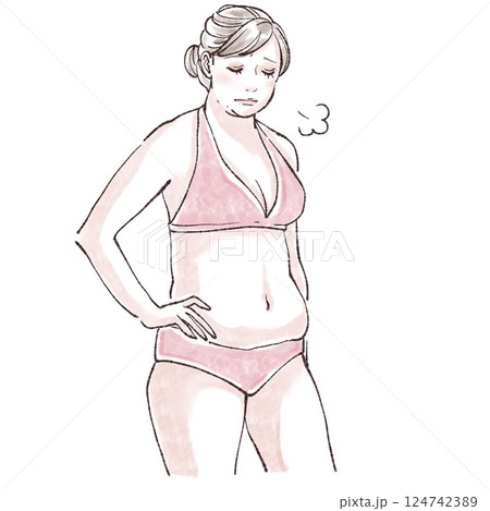 水着の女性/女性のお腹/腸活/便秘/脱毛/ダイエット/ウエスト/くびれ/シェイプアップ/皮下脂肪/ 水着の女性/女性のお腹/腸活/便秘/脱毛/ダイエット/ウエスト/くびれ/シェイプアップ/皮下脂肪/ 124742389