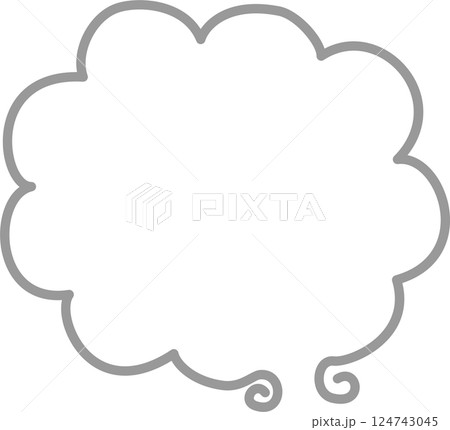 minimal doodle hand draw speech bubble balloon, think speak talk text box banner, flat design png illustration 124743045
