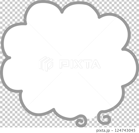 minimal doodle hand draw speech bubble balloon, think speak talk text box banner, flat design png illustration 124743045