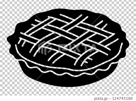 Simple black silhouette illustration of a braided apple pie, cut out on transparent background 124743180