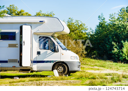Camper rv camping on nature in Portugal 124743714