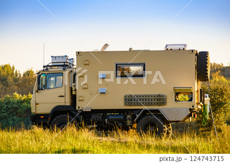 Offroad camper 4x4 truck on nature 124743715