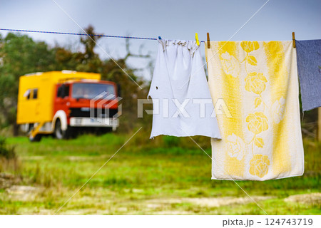 Offroad camper 4x4 truck on nature 124743719