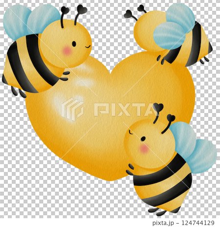 Bee Clipart png, HoneyBee Watercolor Clipart, Kawaii Cartoon Character Hand Painting png, Spring clipart. 124744129