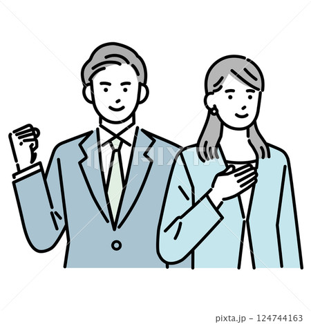 スーツを着ている男女 124744163