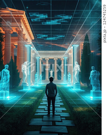 Temporal Convergence Ancient Architecture Reimagined Through Digital Dimensions 124745259