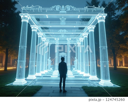 Temporal Convergence Ancient Architecture Reimagined Through Digital Dimensions 124745260