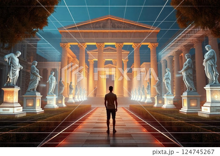 Temporal Convergence Ancient Architecture Reimagined Through Digital Dimensions 124745267