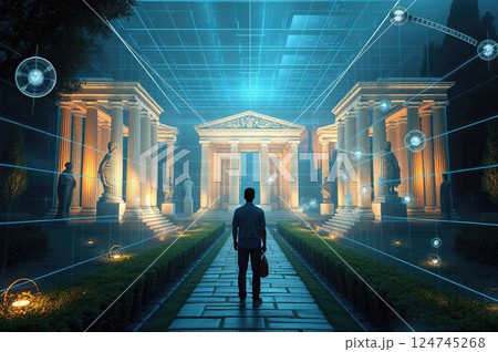 Temporal Convergence Ancient Architecture Reimagined Through Digital Dimensions 124745268